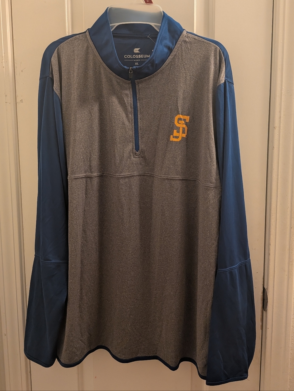 Colosseum Grey & Blue Long-Sleeve Quarter-Zip with Yellow Logo